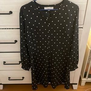 Loft black and white long sleeve button up dress